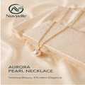 Nuvyelle™ Aurora Freshwater Pearl Necklace, Minimalist Gold Layering Jewelry, Elegant Everyday Necklace for Women, Timeless Boutique Accessory