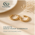 Nuvyelle™ Celeste Gold Hoop Earrings, Minimalist Lightweight Jewelry, Modern Classic Earrings for Women, Everyday Luxury Fashion Accessories